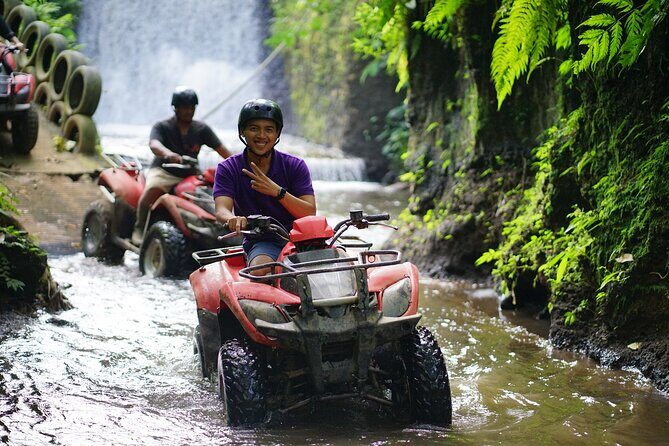 Bali Quad Bike Through Gorilla Cave - Monkey Forest and Waterfall - The ATV basecamp: riding through the Gorilla Cave area near Ubud