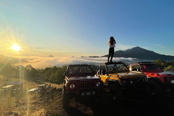 Mount Batur Sunrise Jeep Tour - Stop 1: Mount Batur at sunrise from a viewpoint setup